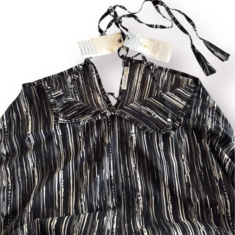 🛍️SALE🛍️ LUUKAA Black White Gray Striped Shalwar Overalls - Picture 5 of 9